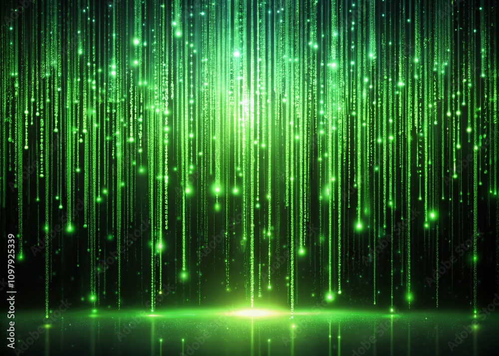 Aufkleber minimalist photography of dynamic green binary code and data streaming in a virtual environment refl