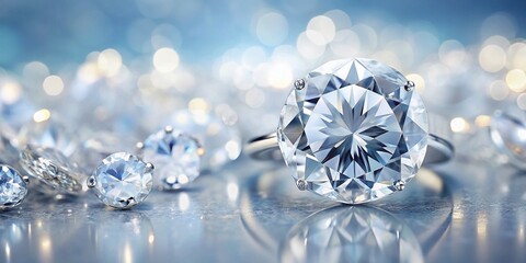 Minimalistic Gemstone Design: Close-up of a Diamond and Crystal with Copy Space for Elegant Jewelry Concept and Creative Gemstone Clipart Template