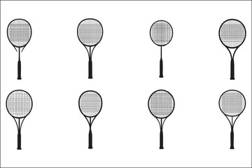 Black tennis racket silhouette vector illustration