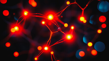 Fototapeta premium Abstract business connection of lines from nodes It is connected to endless nodes and represents the innovation of communication in the network.