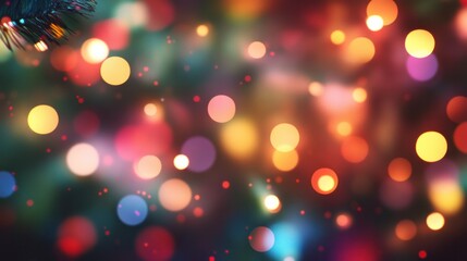 Obraz premium featuring Christmas-themed bokeh lights, with a rich tapestry of colors such as emerald green, ruby red, and soft white. The lights twinkle and fade in and out