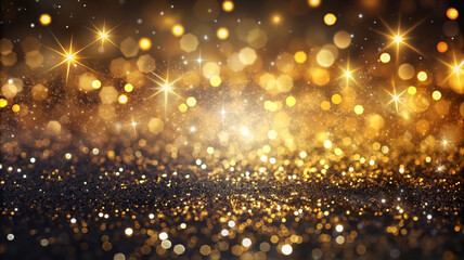 Glittering gold bokeh with festive sparkle