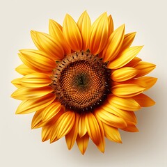 Fototapeta premium A sunflower plant with detailed leaves and blossoms on a white background. 