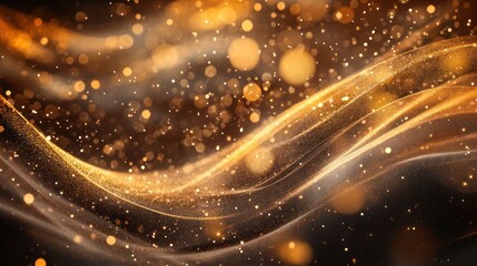 Fototapeta premium a deep brown background that highlights a digital signature crafted from radiant golden light lines.