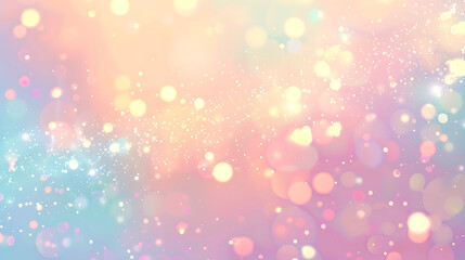 Obraz premium Dreamy pastel background with soft shimmering lights, bokeh effects, and ethereal sparkles creating a mesmerizing, tranquil atmosphere perfect for creative projects and designs.