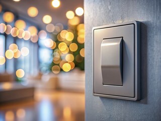 Modern Simplicity: Elegant Gray Light Switch Design with Bokeh Effect, Capturing the Essence of Minimalism in Contemporary Interiors