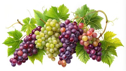 Obraz premium Vine and grapes transparent background 