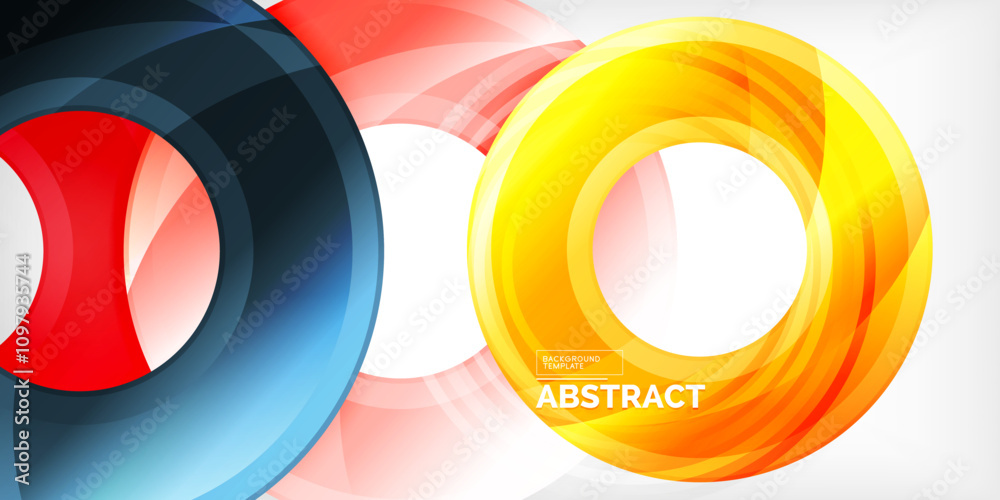 Aufkleber bright colorful circles with light effects. abstract background