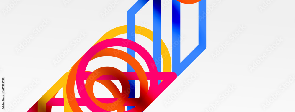 Poster abstract background - colorful circle lines technology or business digital template