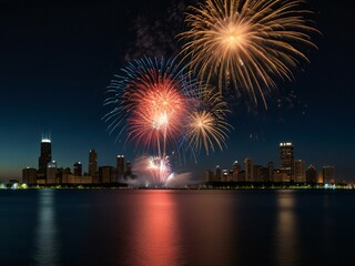fireworks over the city