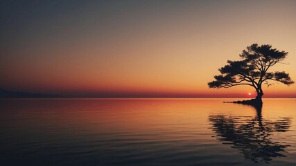 Fototapeta premium 4K Minimalist Sunset Wallpaper, Sunset Background, Sunset Desktop Wallpaper