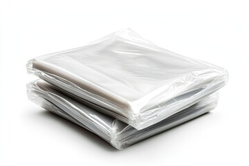Polyethylene film packaging with branding isolated on a white background