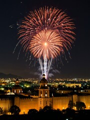 Naklejka premium fireworks over the city