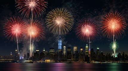 Fototapeta premium fireworks over the river