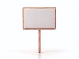 Fototapeta premium Rectangular Blank Signboard on a Stick Isolated on White Background for Customizable Advertising and Notification Purposes with a Tilt-Shift Photography Style
