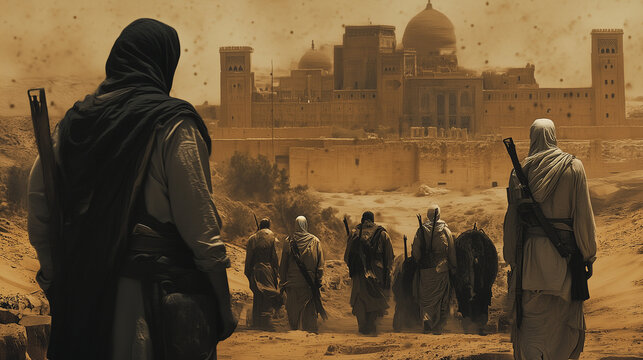 mujahedin in desert land