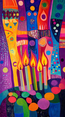 Obraz premium Vibrant Kwanzaa or Hanukkah Celebration - Cultural Holiday Illustration