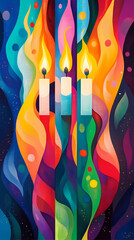 Vibrant Kwanzaa or Hanukkah Celebration - Cultural Holiday Illustration