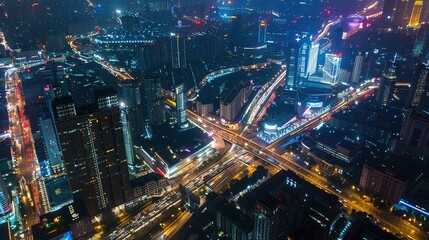 Fototapeta premium _Night_City_Landscape_and_Road_Attractions