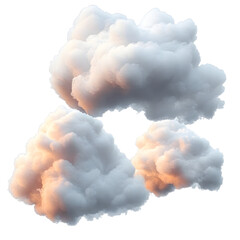 3d render, abstract clouds and cumulus clip art isolated on transparent background, sky elements