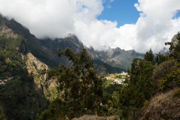 view of Curral das Freiras from the trail leading to this village (Madeira, Portugal)