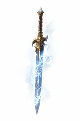Obraz premium Ornate sword, glowing blue energy.