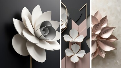 art for home decor, three panel vertical painting set. e creating a striking visual statement for modern decor