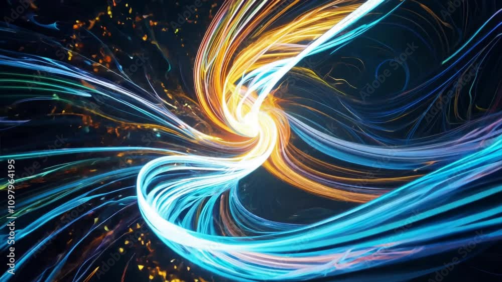 Wall mural cosmic swirl: abstract artwork of vibrant, swirling light trails creating a mesmerizing vortex. perf