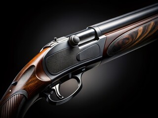 Silhouette of a Shotgun Trigger Against a Black Background - Capturing the Essence of Hunting and Firearms in Dramatic Lighting for Enthusiasts and Collectors