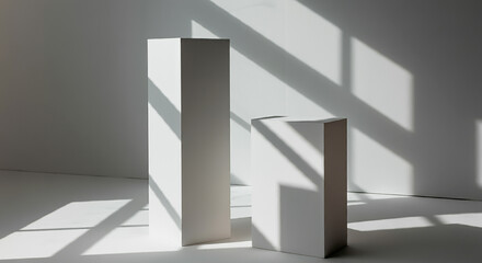Light and shadow from a window in an abstract white Nature for a product showcase presentation .