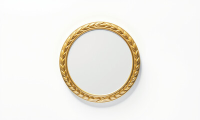 Elegant round mirror with gold laurel wreath frame, perfect for decor