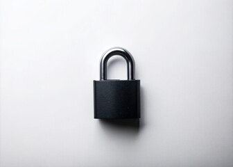 Naklejka premium Simple Black Lock on White Background with Ample Copy Space for Security Themes and Digital Protection Concepts