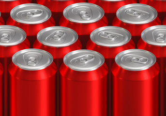Red soda aluminum cans