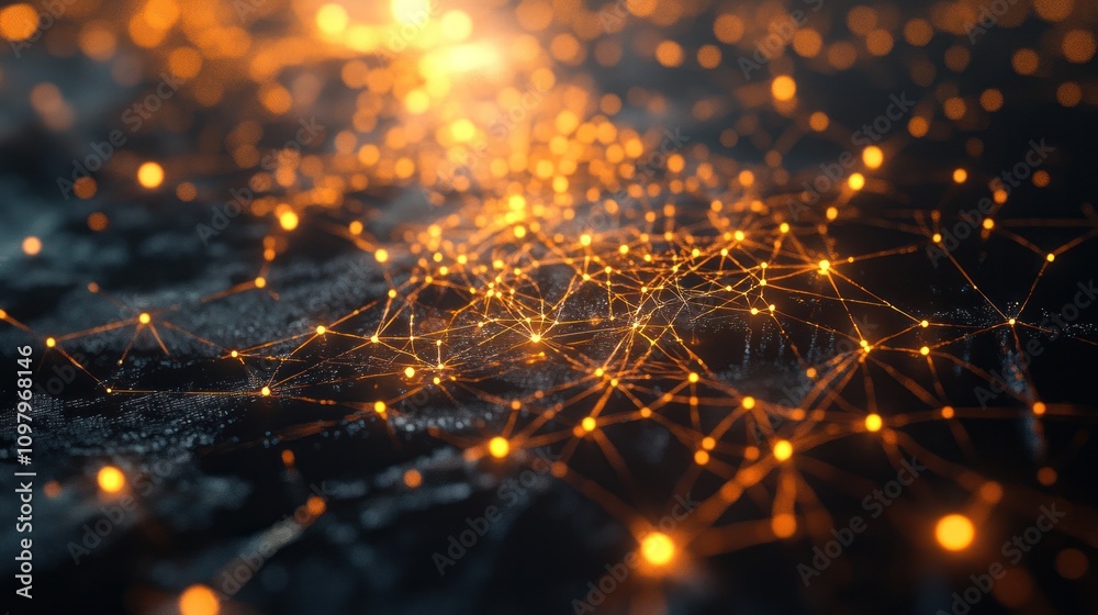 Poster a sophisticated 3d illustration illustrating an abstract data visualization concept, with interconne