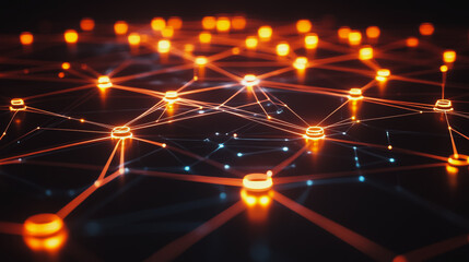 Obraz premium Abstract business connection of lines from nodes It is connected to endless nodes and represents the innovation of communication in the network.