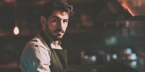 Fototapeta premium male chef in the kitchen Generative AI