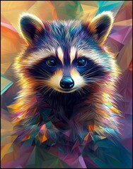 Geometric Raccoon Art