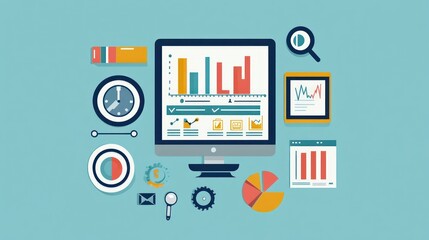 Data analysis, business analytics dashboard.