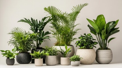 Obraz premium Assortment of Indoor Plants in Stylish Pots