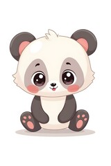 Naklejka premium Kawaii panda bear with blushing cheeks on pure white background