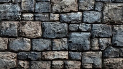 Obraz premium Dark Grey Stone Wall Texture: A Seamless Pattern of Rustic Masonry