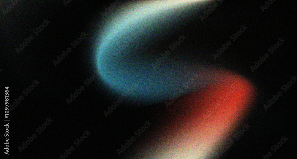 Poster Glowing blue red green and black soft abstract grain texture background