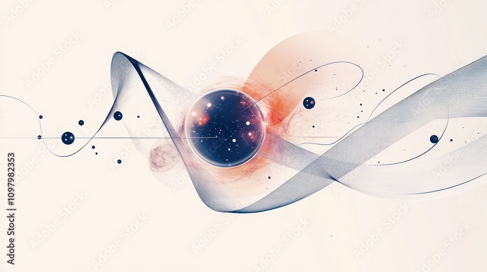 Poster featuring geometric shapes and subtle gradients to represent wave-particle duality.