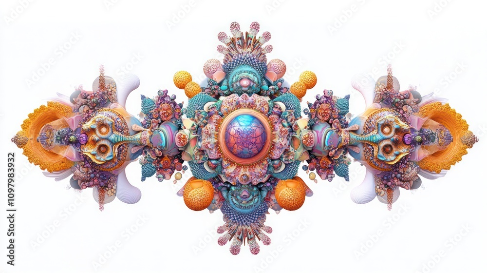 Poster a visually striking illustration showcasing a three-dimensional representation of quantum geometry, 