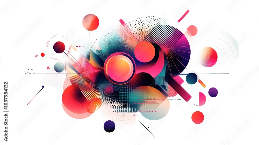 Poster a visually striking illustration showcasing a three-dimensional representation of quantum geometry, 