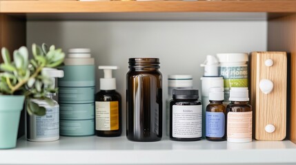 Empty medicine cabinet shelves reveal a life free from dependency, symbolizing health and self-reliance. Emptiness as a sign of wellness and proactive lifestyle choices.