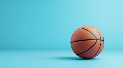 Obraz premium Basketball on a blue background creating a vibrant and engaging atmosphere for sports enthusiasts and aspiring players
