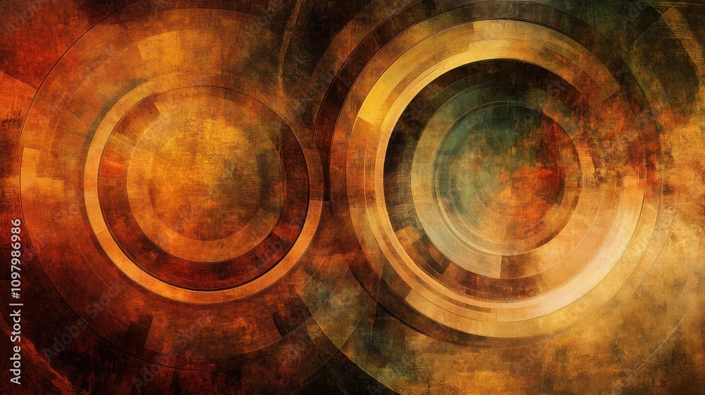 Poster abstract concentric circles brown gold texture design