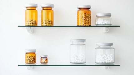 Empty medicine cabinet shelves reveal a life free from dependency, symbolizing health and self-reliance. Emptiness as a sign of wellness and proactive lifestyle choices.