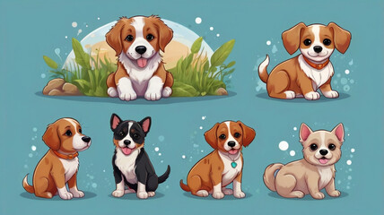 Fototapeta premium set of cute dogs